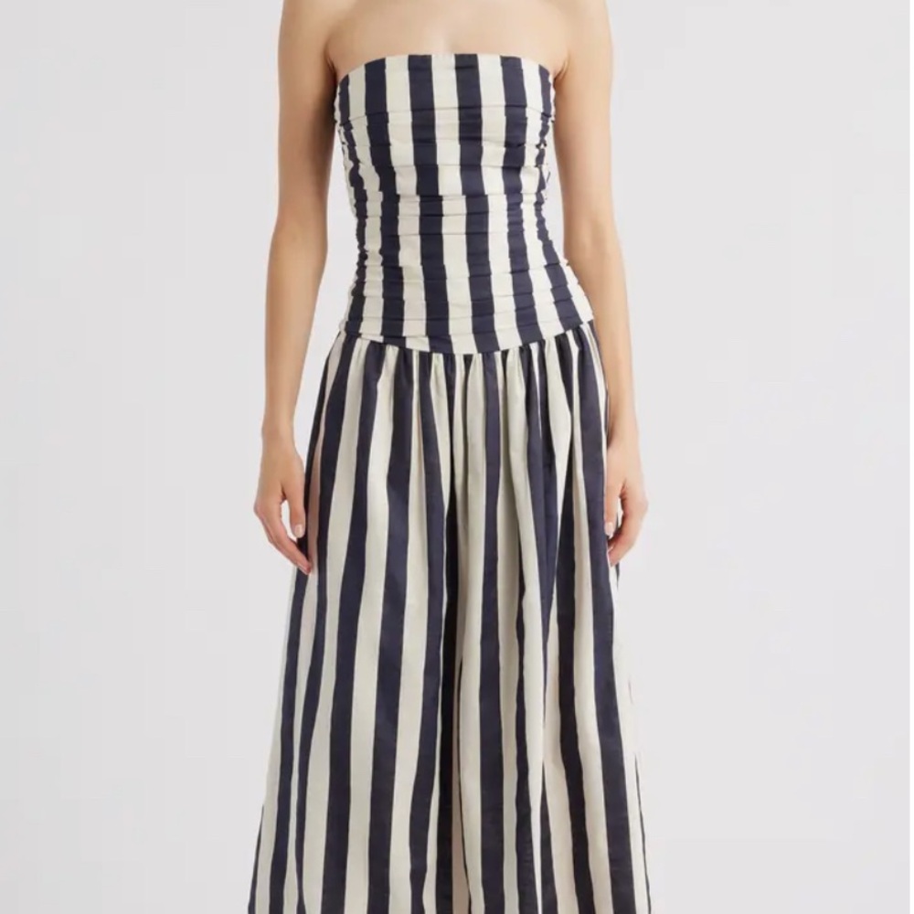 Altard state strapless drop waist striped dress maxi/midi